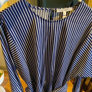 Derek lam blue and white striped dress with shash
